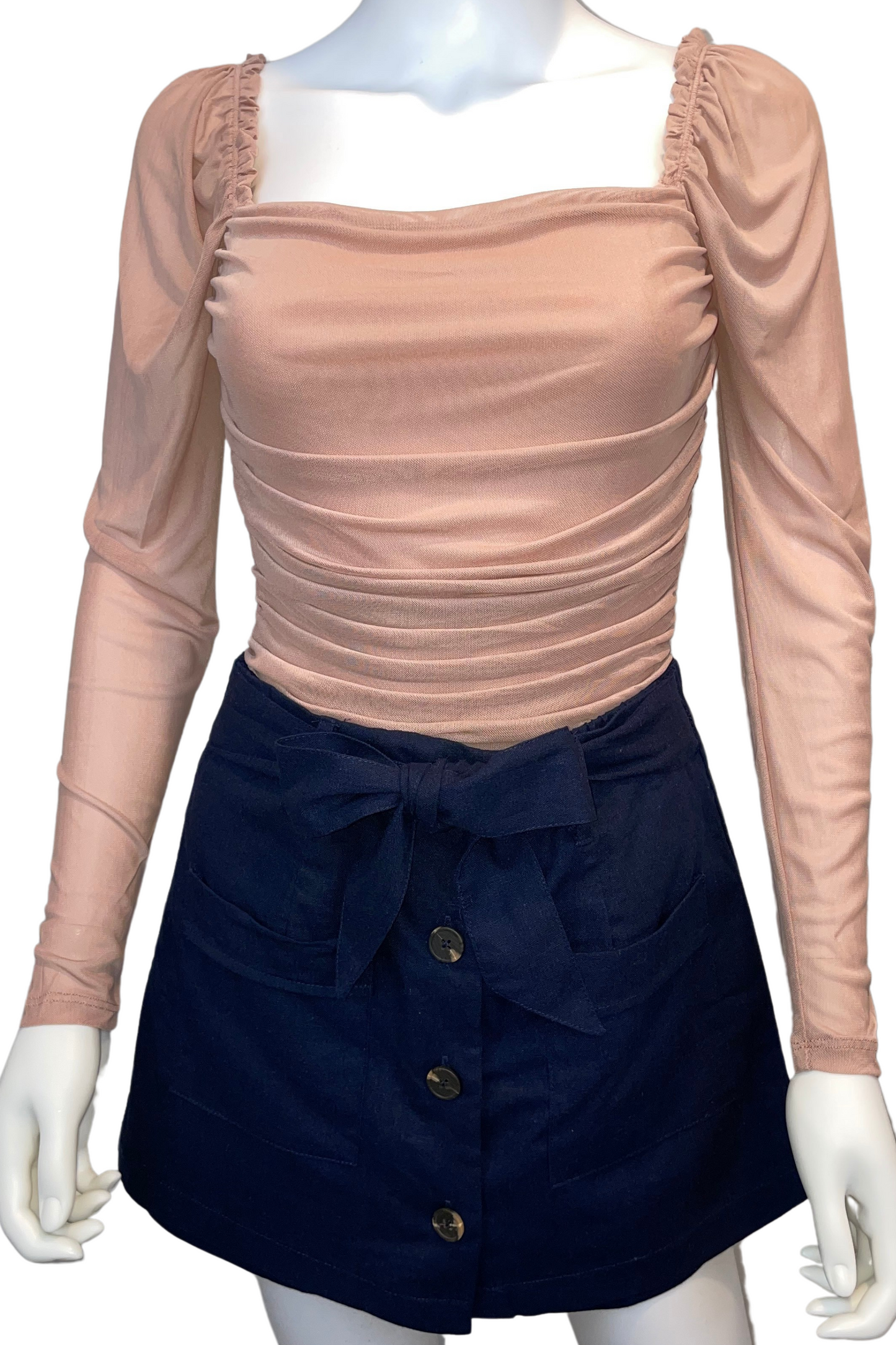 Helen's Navy Pocket Detail Button Down Skort