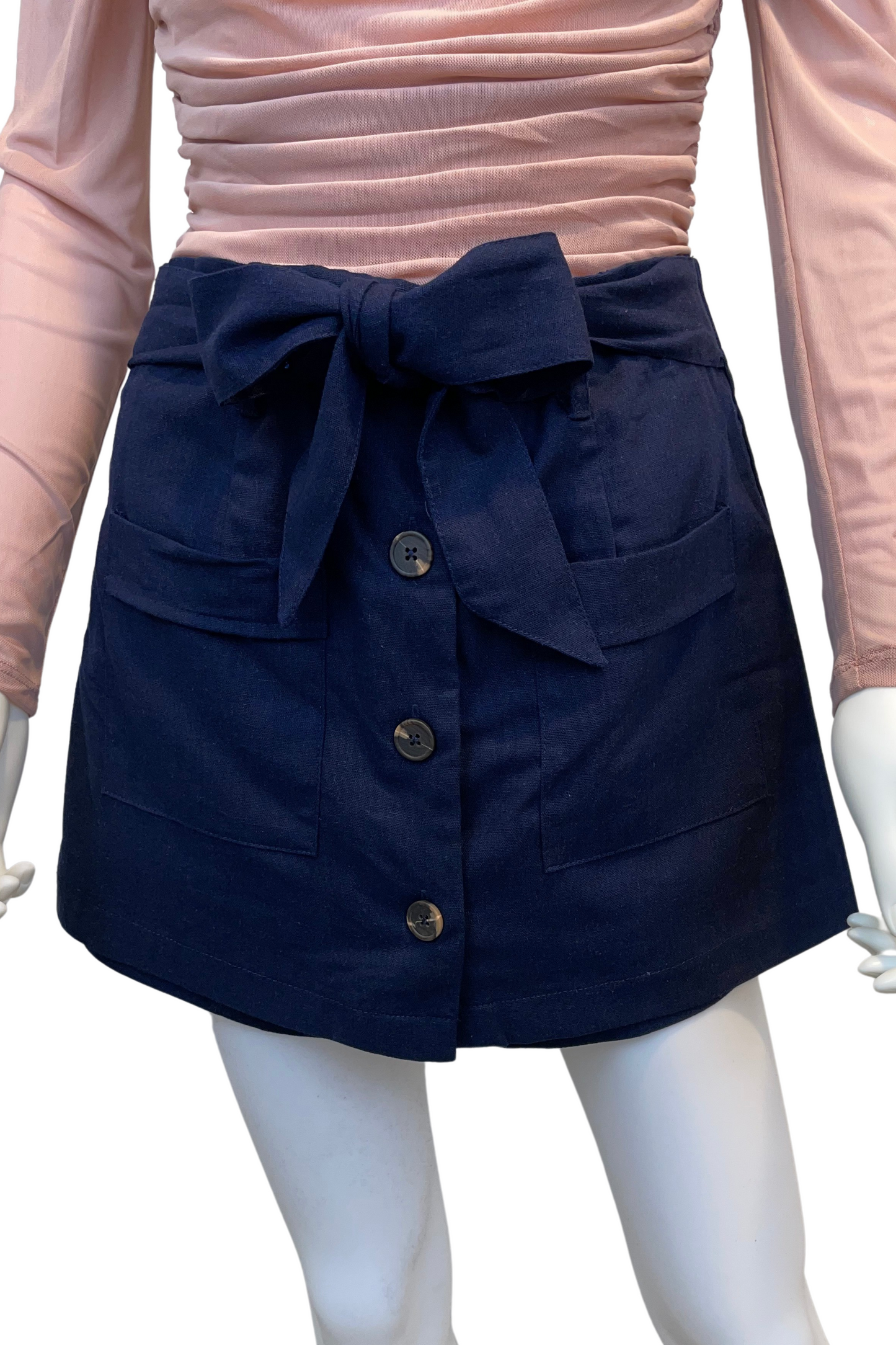 Helen's Navy Pocket Detail Button Down Skort