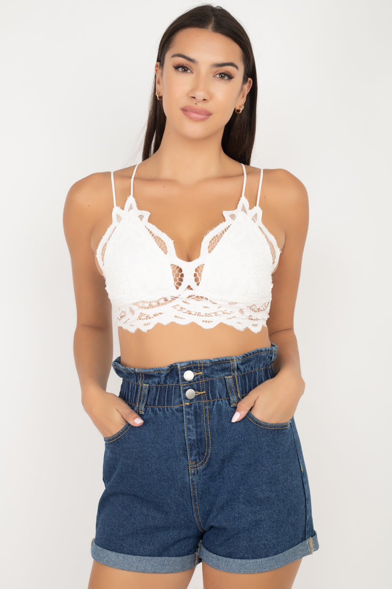 Minnie's Lace Criss-Cross Cropped Top