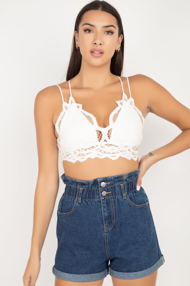 Minnie's Lace Criss-Cross Cropped Top