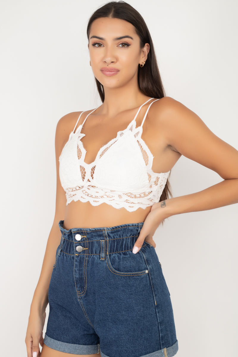 Minnie's Lace Criss-Cross Cropped Top
