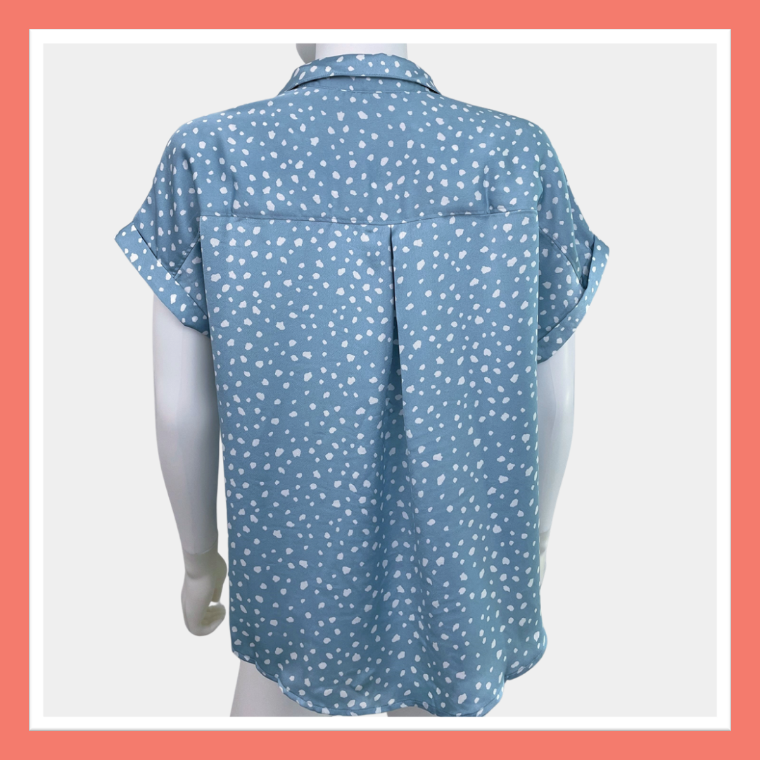 Gertrude's Blue Leopard Print Shirt Top