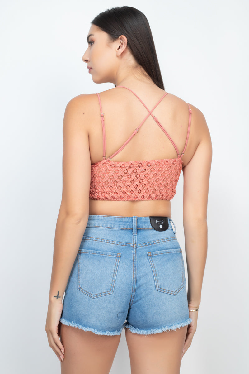 Minnie's Lace Criss-Cross Cropped Top
