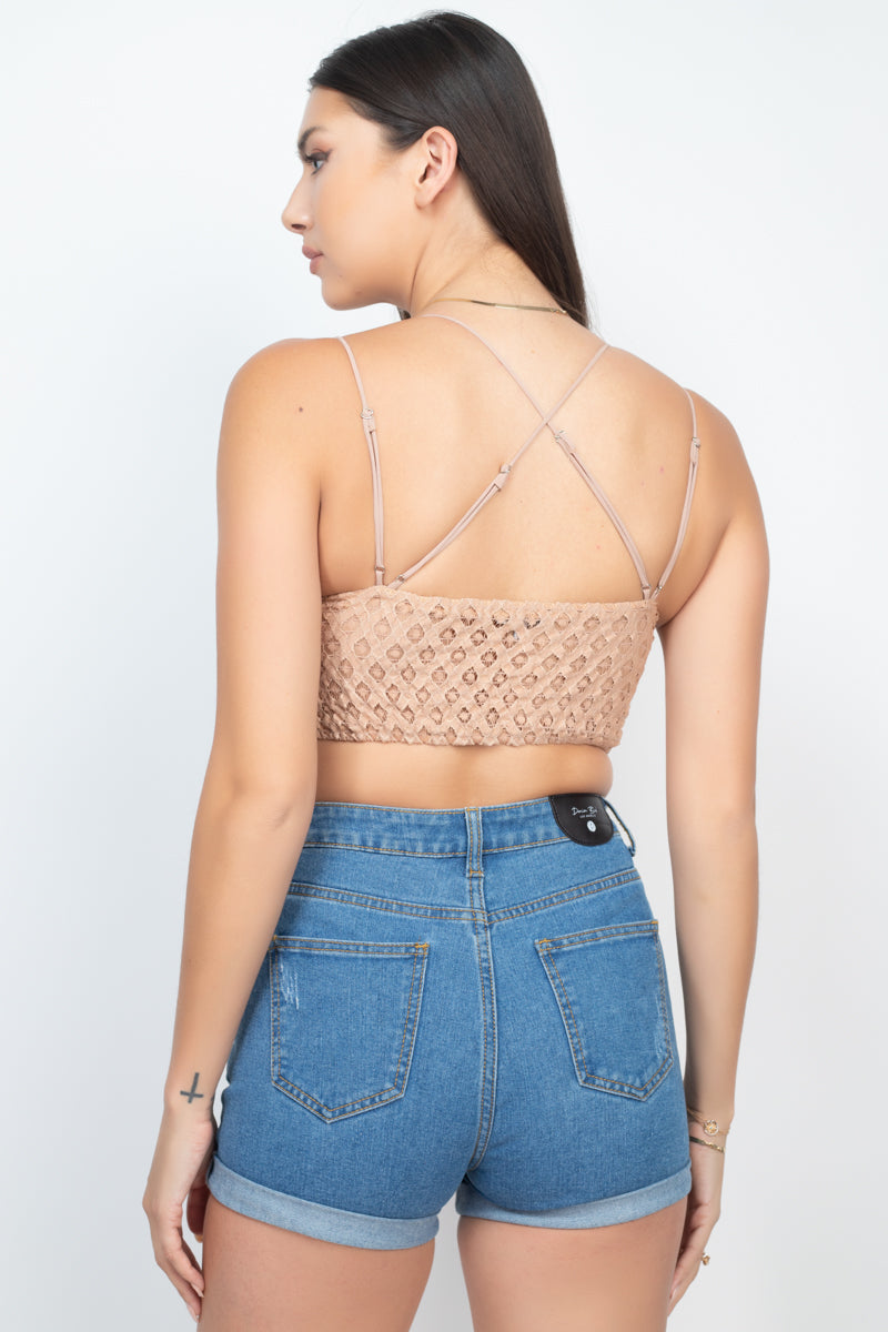 Minnie's Lace Criss-Cross Cropped Top
