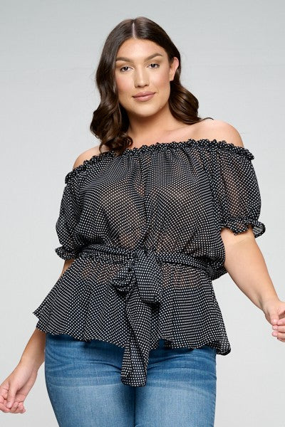 Louise's Polka Dot Print Bubble Crepe Top.