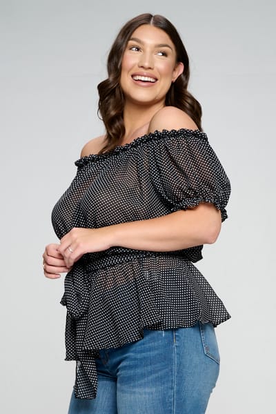 Louise's Polka Dot Print Bubble Crepe Top.